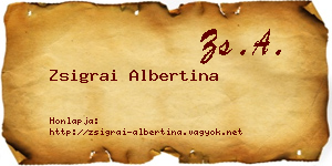 Zsigrai Albertina névjegykártya